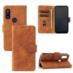 For Fujitsu Arrows WE Solid Color Skin Feel Magnetic Buckle Horizontal Flip Calf Texture PU Leather Case with Holder & Card Slots & Wallet(Brown)