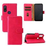 For Fujitsu Arrows WE Solid Color Skin Feel Magnetic Buckle Horizontal Flip Calf Texture PU Leather Case with Holder & Card Slots & Wallet(Rose Red)