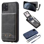 For iPhone 11 Pro Max Vertical Flip Wallet Shockproof Back Cover Protective Case with Holder & Card Slots & Lanyard & Photos Frames(Gray)