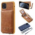 For iPhone 11 Pro Max Vertical Flip Wallet Shockproof Back Cover Protective Case with Holder & Card Slots & Lanyard & Photos Frames(Brown)