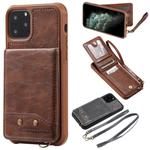 For iPhone 11 Pro Vertical Flip Wallet Shockproof Back Cover Protective Case with Holder & Card Slots & Lanyard & Photos Frames(Coffee)
