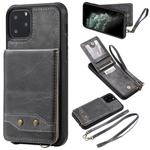 For iPhone 11 Pro Vertical Flip Wallet Shockproof Back Cover Protective Case with Holder & Card Slots & Lanyard & Photos Frames(Gray)