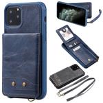 For iPhone 11 Pro Vertical Flip Wallet Shockproof Back Cover Protective Case with Holder & Card Slots & Lanyard & Photos Frames(Blue)