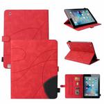 Dual-color Splicing Horizontal Flip PU Leather Case with Holder & Card Slots & Sleep / Wake-up Function For iPad 2 / 3 / 4(Red)