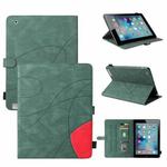 Dual-color Splicing Horizontal Flip PU Leather Case with Holder & Card Slots & Sleep / Wake-up Function For iPad 2 / 3 / 4(Green)