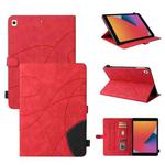 Dual-color Splicing Horizontal Flip PU Leather Case with Holder & Card Slots & Sleep / Wake-up Function For iPad 9.7 (2018/2017)(Red)