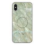 For iPhone XS / X Embossed Varnished Marble TPU Protective Case with Holder(Light Green)