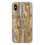 For iPhone XS / X Embossed Varnished Marble TPU Protective Case with Holder(Brown)
