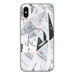 For iPhone XS / X Embossed Varnished Marble TPU Protective Case with Holder(Polytriangle)
