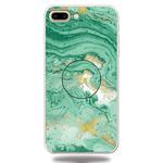 For iPhone 8 Plus & 7 Plus Embossed Varnished Marble TPU Protective Case with Holder(Dark Green)
