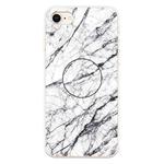 For iPhone 8 & 7 Embossed Varnished Marble TPU Protective Case with Holder(White)