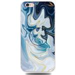 For iPhone 6 & 6s Embossed Varnished Marble TPU Protective Case with Holder(Gold Line Blue)