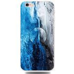 For iPhone 6 & 6s Embossed Varnished Marble TPU Protective Case with Holder(Dark Blue)
