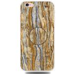For iPhone 6 & 6s Embossed Varnished Marble TPU Protective Case with Holder(Brown)