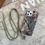 For iPhone 13 Camouflage Pattern IMD Shockproof TPU Protective Case with Lanyard(Hunter Camo)