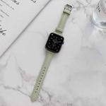 Sewing Plain Weave Small Waist Leather Watch Band For Apple Watch Series 8&7 41mm / SE 2&6&SE&5&4 40mm / 3&2&1 38mm(Green)