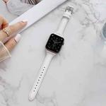 Sewing Plain Weave Small Waist Leather Watch Band For Apple Watch Ultra 49mm / Series 8&7 45mm / SE 2&6&SE&5&4 44mm / 3&2&1 42mm(White)