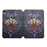 For iPad mini 6 Dual-folding Coloured Drawing Voltage Horizontal Flip PU Leather Tablet Case with Holder & Sleep / Wake-up Function(Watercolor Wolf)
