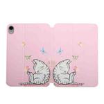 For iPad mini 6 Dual-folding Coloured Drawing Voltage Horizontal Flip PU Leather Tablet Case with Holder & Sleep / Wake-up Function(Butterfly Cat)