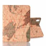 For iPad mini 6 Map Pattern Horizontal Flip Leather Tablet Case with Holder & Card Slot & Wallet(Dark Brown)