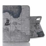 For iPad mini 6 Map Pattern Horizontal Flip Leather Tablet Case with Holder & Card Slot & Wallet(Grey)