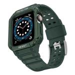 Silicone Integrated Watch Band For Apple Watch Series 7 41mm / 6&SE&5&4 40mm / 3&2&1 38mm(Dark Green+Green Frame)