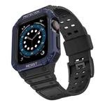 Silicone Integrated Watch Band For Apple Watch Series 7 41mm / 6&SE&5&4 40mm / 3&2&1 38mm(Dark Black+Blue Frame)