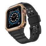Silicone Integrated Watch Band For Apple Watch Series 7 41mm / 6&SE&5&4 40mm / 3&2&1 38mm(Dark Black+Rose Gold Frame)
