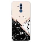 For Huawei Mate 20 Lite Embossed Varnished Marble TPU Protective Case with Holder(Black White Pink)