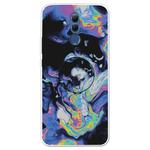 For Huawei Mate 20 Lite Embossed Varnished Marble TPU Protective Case with Holder(Deep Purple)