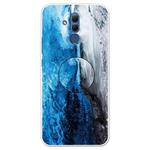 For Huawei Mate 20 Lite Embossed Varnished Marble TPU Protective Case with Holder(Dark Blue)