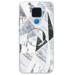 For Huawei Mate 30 Lite Embossed Varnished Marble TPU Protective Case with Holder(Polytriangle)