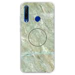 For Huawei P Smart+ 2019 Embossed Varnished Marble TPU Protective Case with Holder(Light Green)