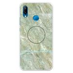 For Huawei P20 Lite Embossed Varnished Marble TPU Protective Case with Holder(Light Green)