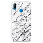 For Huawei P20 Lite Embossed Varnished Marble TPU Protective Case with Holder(White)