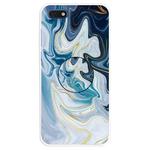 For Huawei Y5 Lite 2018 Embossed Varnished Marble TPU Protective Case with Holder(Gold Line Blue)