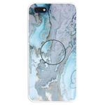 For Huawei Y5 Lite 2018 Embossed Varnished Marble TPU Protective Case with Holder(Silver Blue)