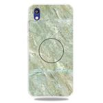 For Huawei Honor 8S Embossed Varnished Marble TPU Protective Case with Holder(Light Green)