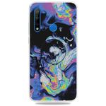For Huawei P20 lite (2019) Embossed Varnished Marble TPU Protective Case with Holder(Deep Purple)