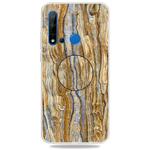 For Huawei P20 lite (2019) Embossed Varnished Marble TPU Protective Case with Holder(Brown)
