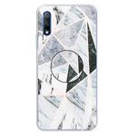 For Huawei Honor 9X & 9X Pro Embossed Varnished Marble TPU Protective Case with Holder(Polytriangle)