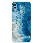For Huawei Honor 10 Lite Embossed Varnished Marble TPU Protective Case with Holder(Light Blue)