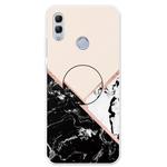 For Huawei Honor 10 Lite Embossed Varnished Marble TPU Protective Case with Holder(Black White Pink)