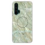 For Huawei Honor 20 Pro Embossed Varnished Marble TPU Protective Case with Holder(Light Green)
