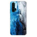 For Huawei Honor 20 Pro Embossed Varnished Marble TPU Protective Case with Holder(Dark Blue)