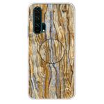 For Huawei Honor 20 Pro Embossed Varnished Marble TPU Protective Case with Holder(Brown)