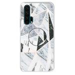 For Huawei Honor 20 Pro Embossed Varnished Marble TPU Protective Case with Holder(Polytriangle)