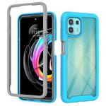 For Motorola Edge 20 Lite Starry Sky Solid Color Series Shockproof PC + TPU Protective Case(Light Blue)