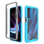 For Motorola Edge 2021 Starry Sky Solid Color Series Shockproof PC + TPU Protective Case(Light Blue)