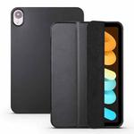 For iPad mini 6 3-folding Horizontal Flip Honeycomb TPU Shockproof + PU Leather Tablet Case with Holder(Black)